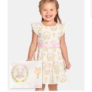 Children’s Place Girls Bunny Ruffle Dress